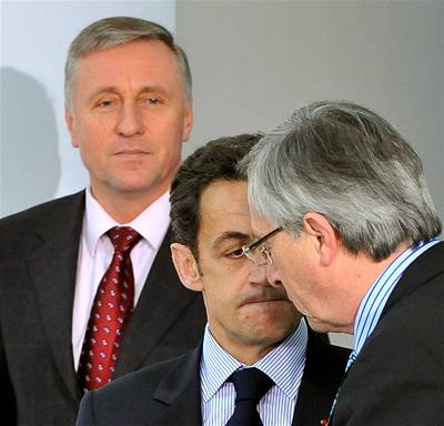 eský premiér Mirek Topolánek a francouzský prezident Nikolas Sarkozy 